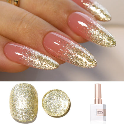 Vernis gel pailleté Champagne 15ML de Double Rhythm, bouteille vue de face