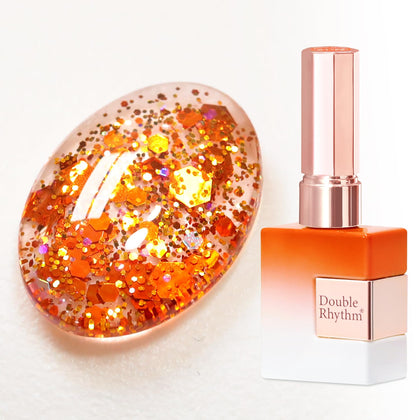 Vernis gel pailleté Double Rhythm 15ML couleur holographique orange