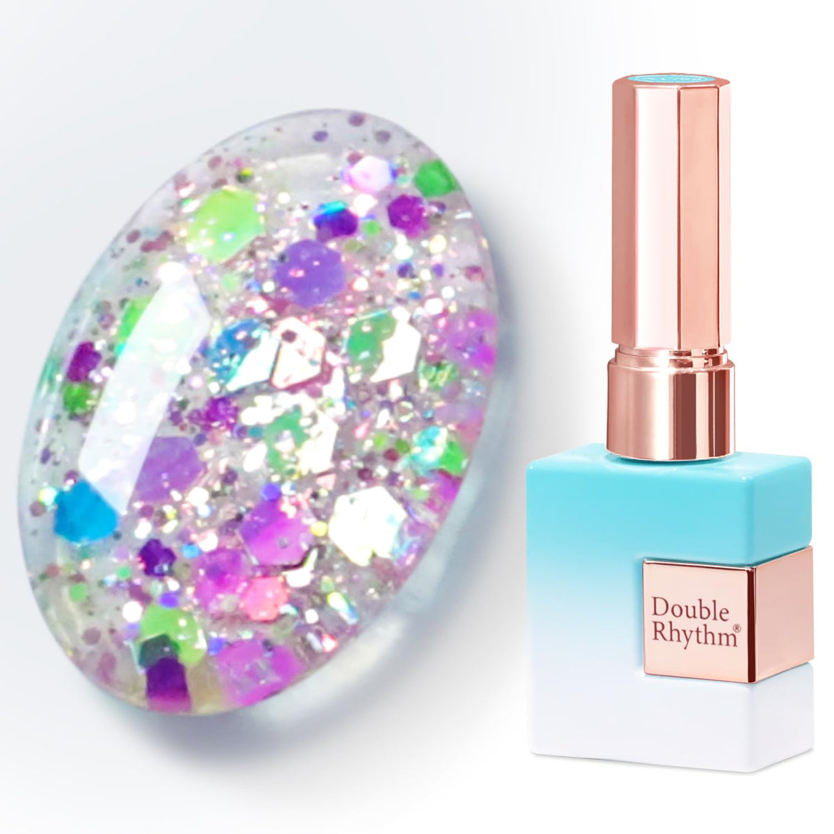 Vernis gel pailleté Double Rhythm 15ML couleur holographique vue de face