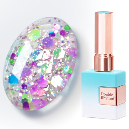 Vernis gel pailleté Double Rhythm 15ML couleur holographique vue de face