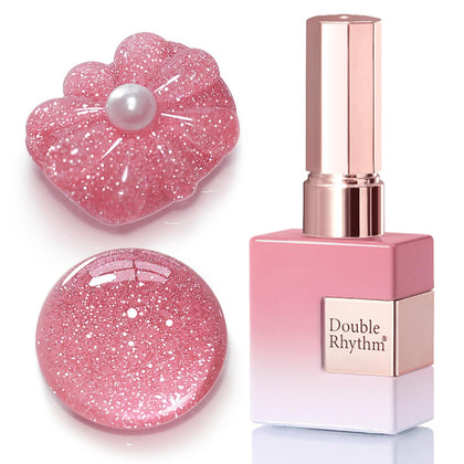 Vernis gel pailleté Double Rhythm 15ml en rose clair
