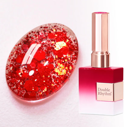Vernis gel pailleté Double Rhythm 15ML holographique rouge