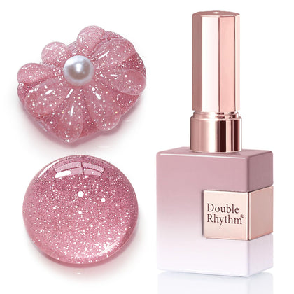 Vernis gel pailleté Double Rhythm 15ml rose clair, vue de face