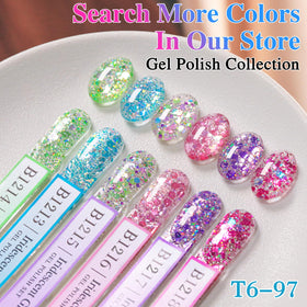 Vernis gel pailleté Double Rhythm avec autres produits de nail art