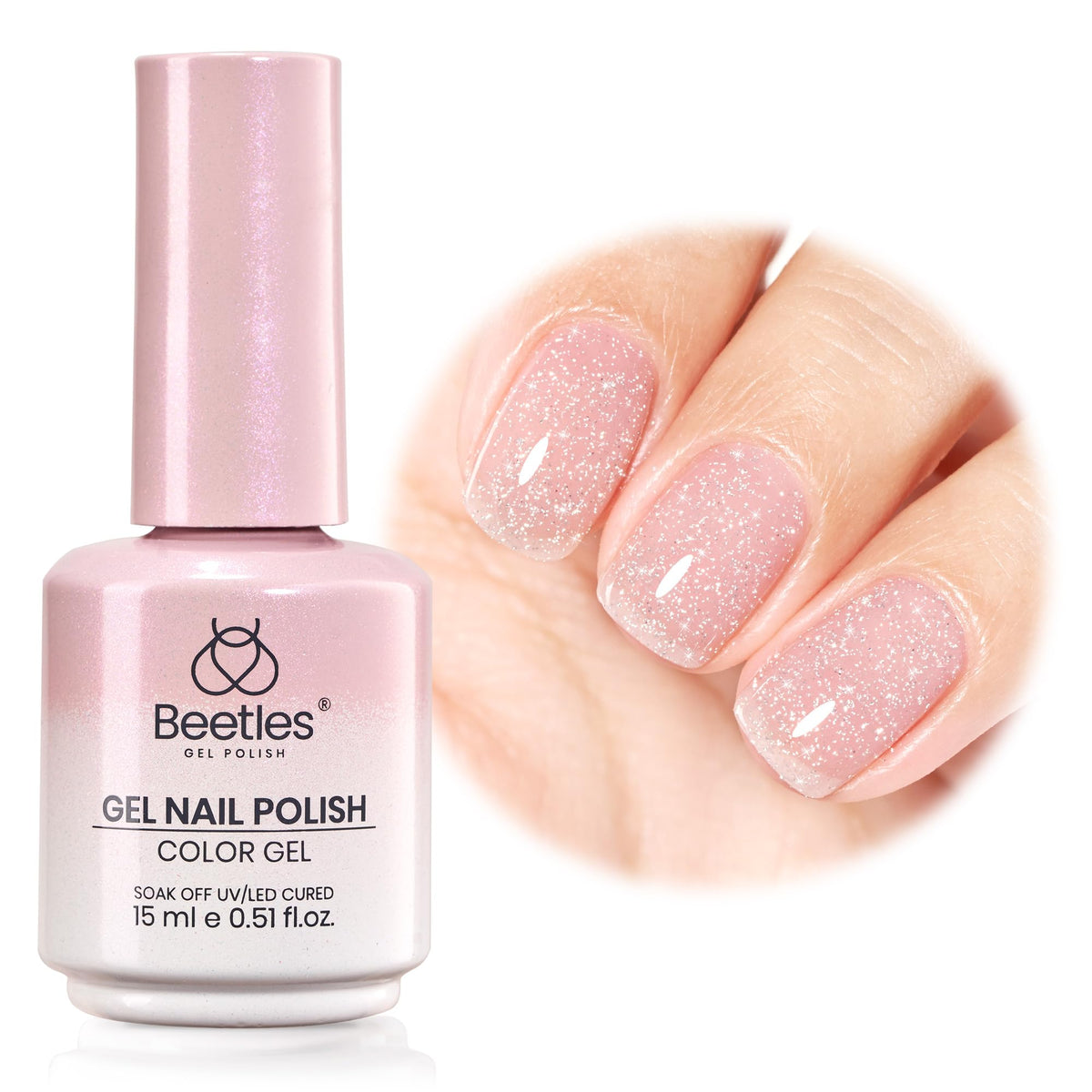 Vernis Gel Pailleté Rose Beetles 15ml vue avant