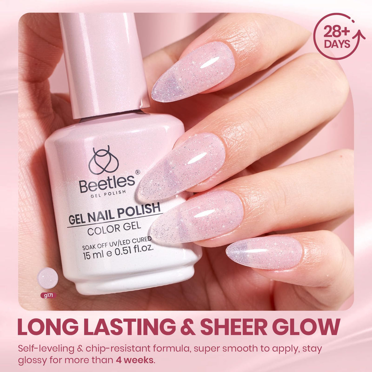 Vernis Gel Pailleté Rose Beetles à côté de lampe UV