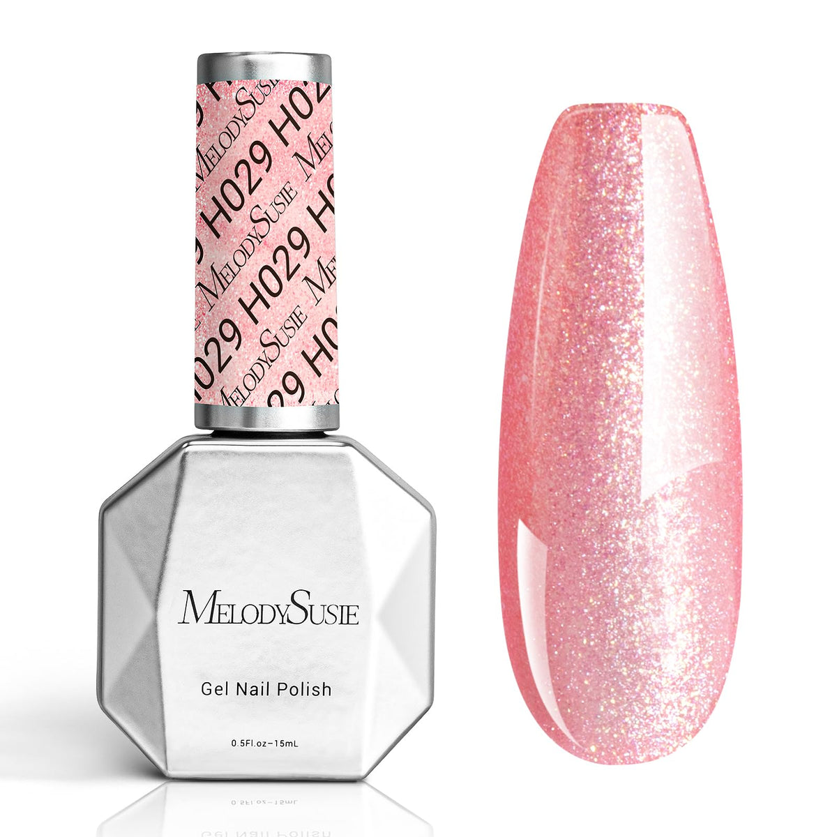 Vernis gel pailleté rose MelodySusie 15 ml face avant