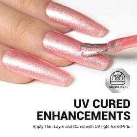 Vernis gel pailleté rose MelodySusie sous lampe UV