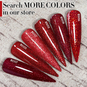 Vernis gel pailleté rouge cerise avec lampe UV