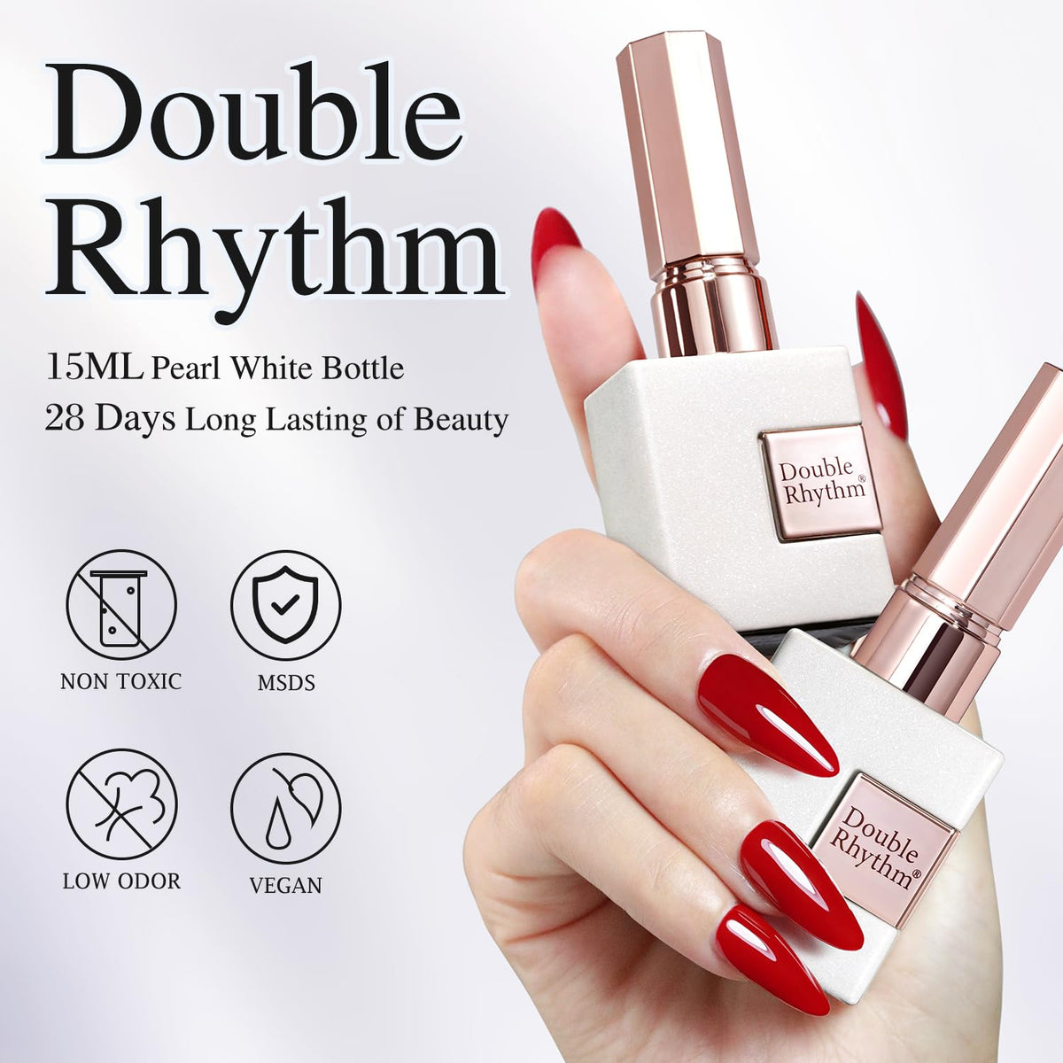 Vernis gel pailleté rouge cerise et accessoires de nail art