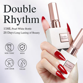 Vernis gel pailleté rouge cerise et accessoires de nail art