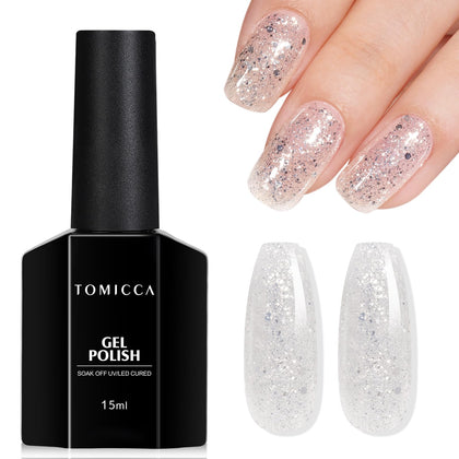 Vernis gel pailleté TOMICCA 15ml couleur argenté
