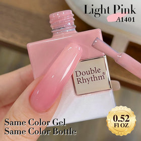 Vernis gel rose A1401 sur une table de manucure