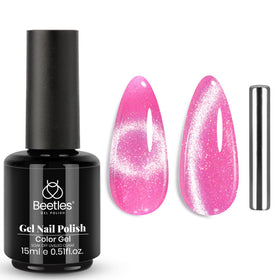 Vernis gel rose Cat Eye 15ML de beetles avec paillettes