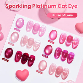 Vernis gel rose Cat Eye beetles, application sur un ongle