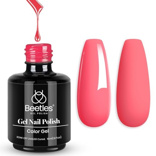 Vernis gel rose corail beetles 15ML vue de face