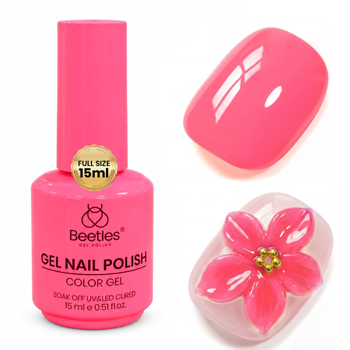 Vernis gel rose fluo Raspberry Mousse de beetles en flacon