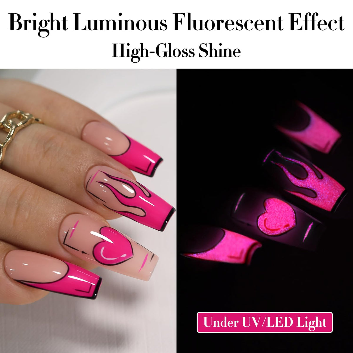 Vernis gel rose néon Double Rhythm sur une table de manucure