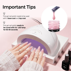 Vernis gel rose TOMICCA à côté d'une lampe UV