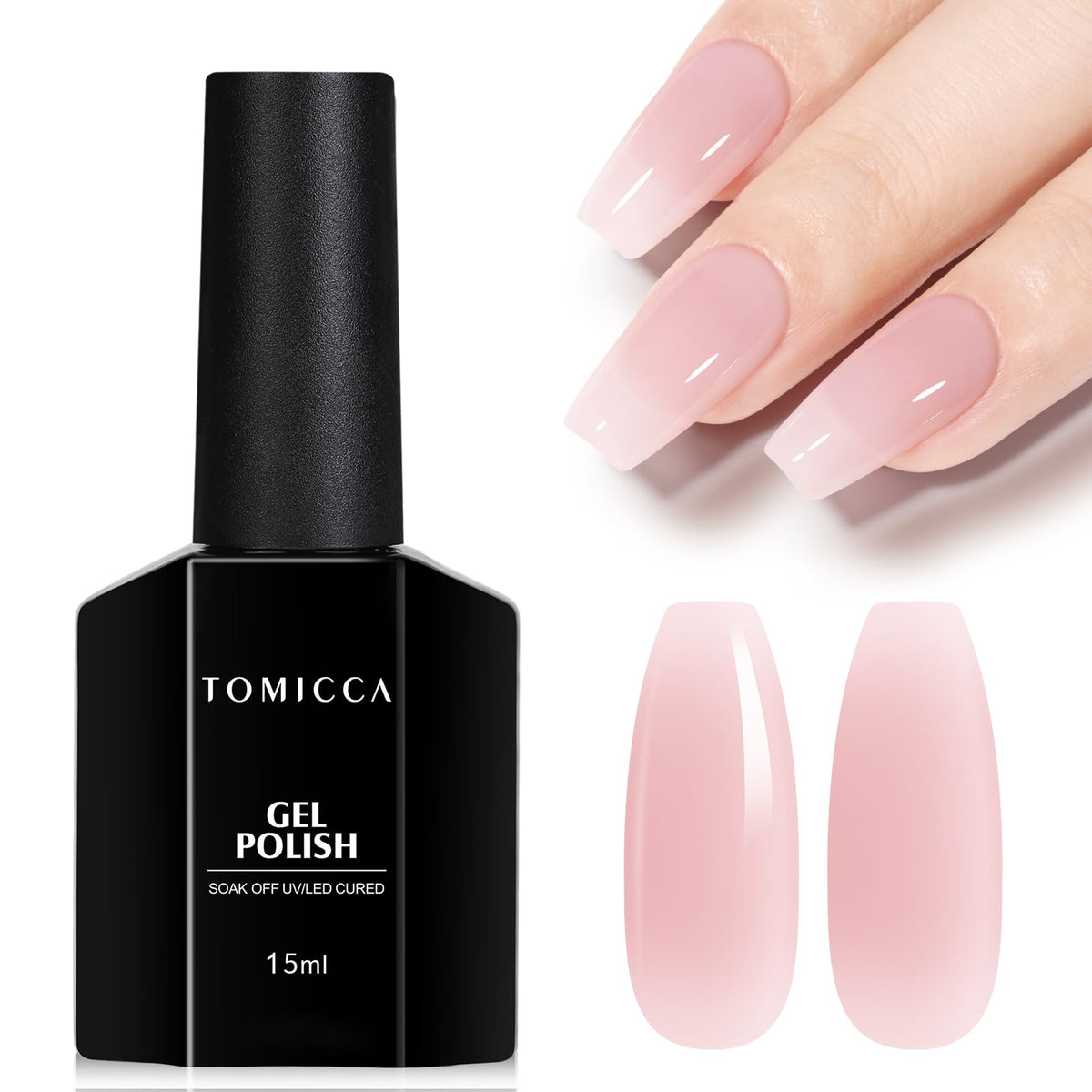 Vernis gel rose transparent TOMICCA 15ml vue avant