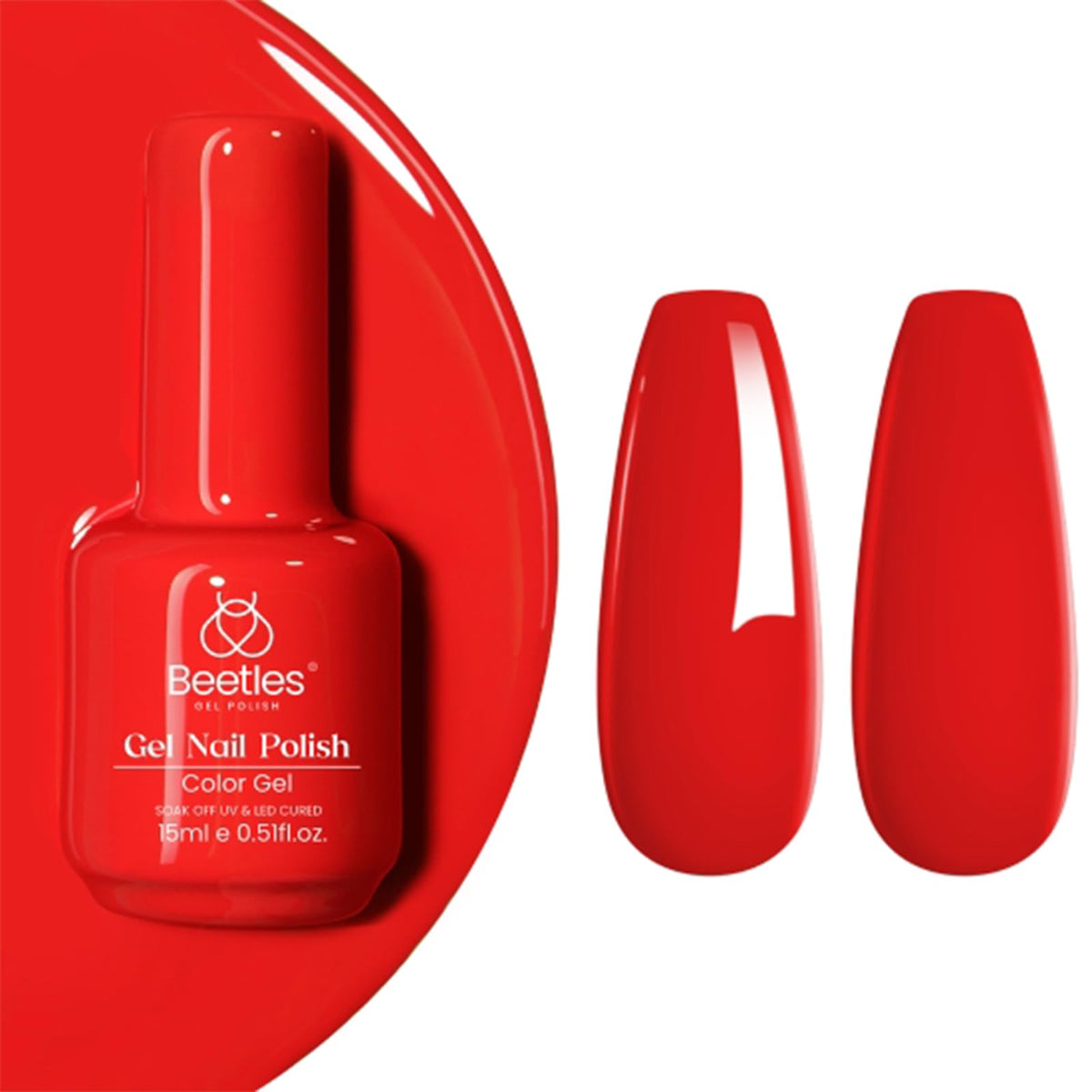 Vernis gel rouge beetles 15ml vue de face avec étiquette