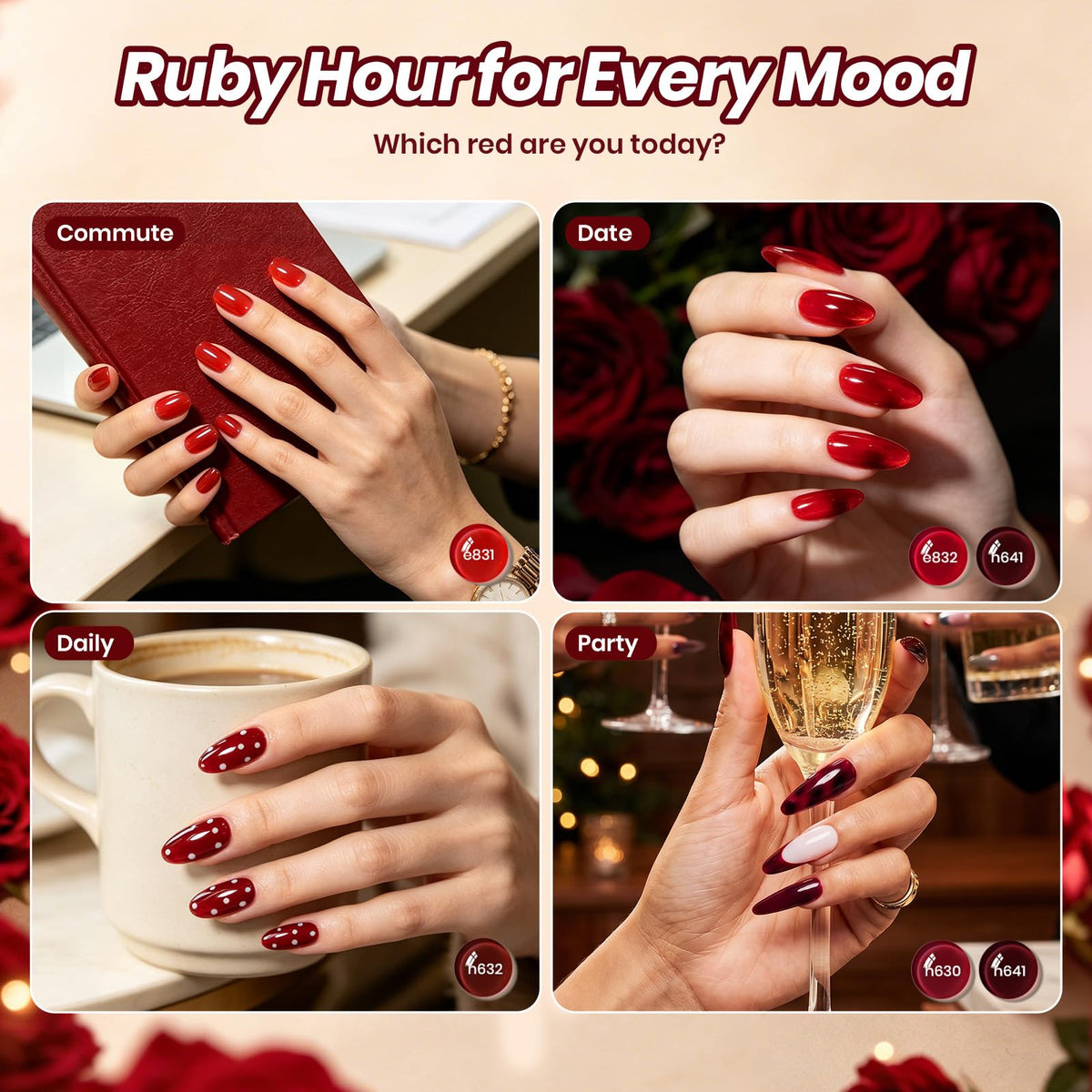 Vernis gel rouge beetles sur un support avec lampe UV