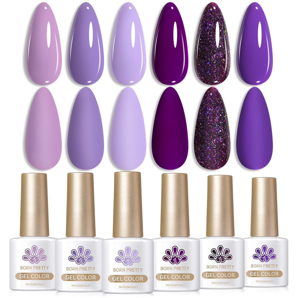 Vernis gel violet pailleté Born Pretty 15ml vue avant