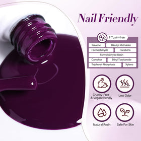Vernis gel violet pailleté en usage avec lumière UV