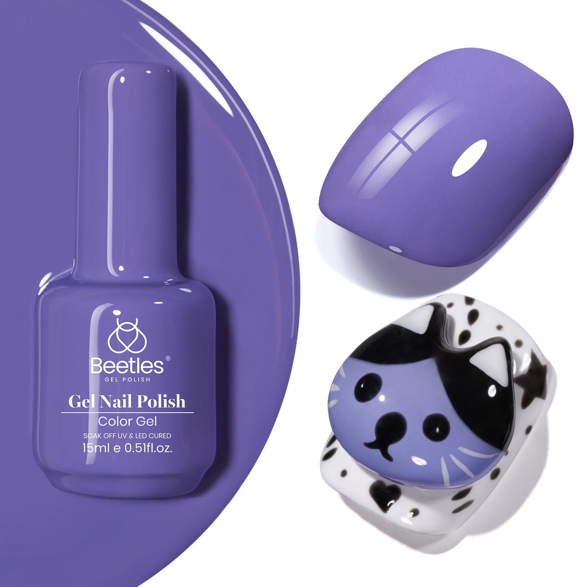 Vernis gel violet pâle beetles 15ml vue de face
