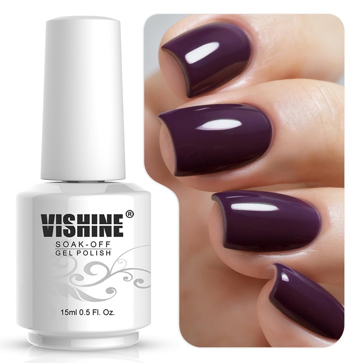 Vernis Gel Vishine 15ml violet, bouteille avant