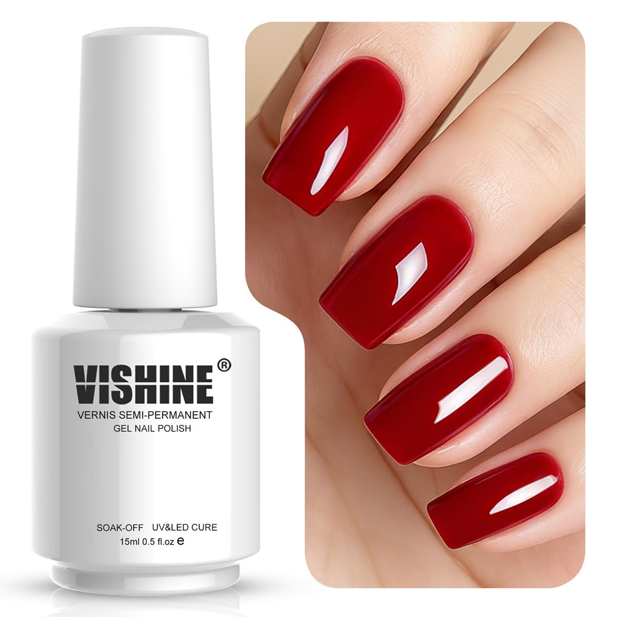 Vernis gel Vishine couleur Rouge Sang 15ml, vue avant