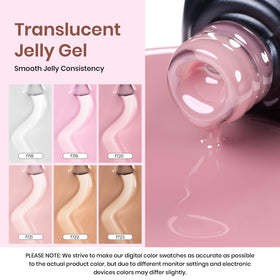 Vernis jelly gel nude rose à la texture translucide