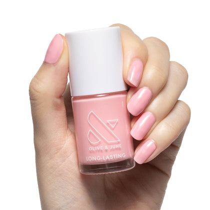 Vernis Olive & June Longue Durée rose transparent Saltwater Taffy, vue avant