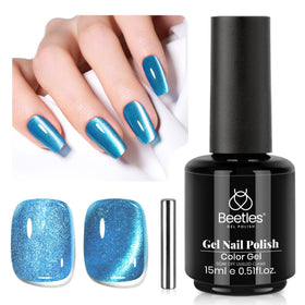 Vernis semi-permanent Beetles Bleu Cat Eye 15ML avant application