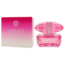 Versace Bright Crystal Absolu 50 ml avec un fond floral