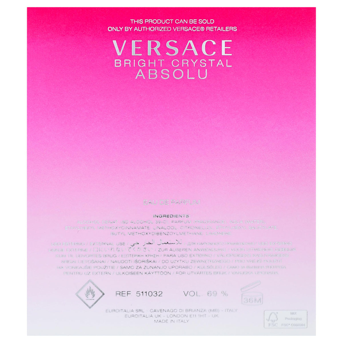 Versace Bright Crystal Absolu dans un cadre de cadeau