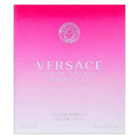 Versace Bright Crystal Absolu, étiquette et bouchon en gros plan