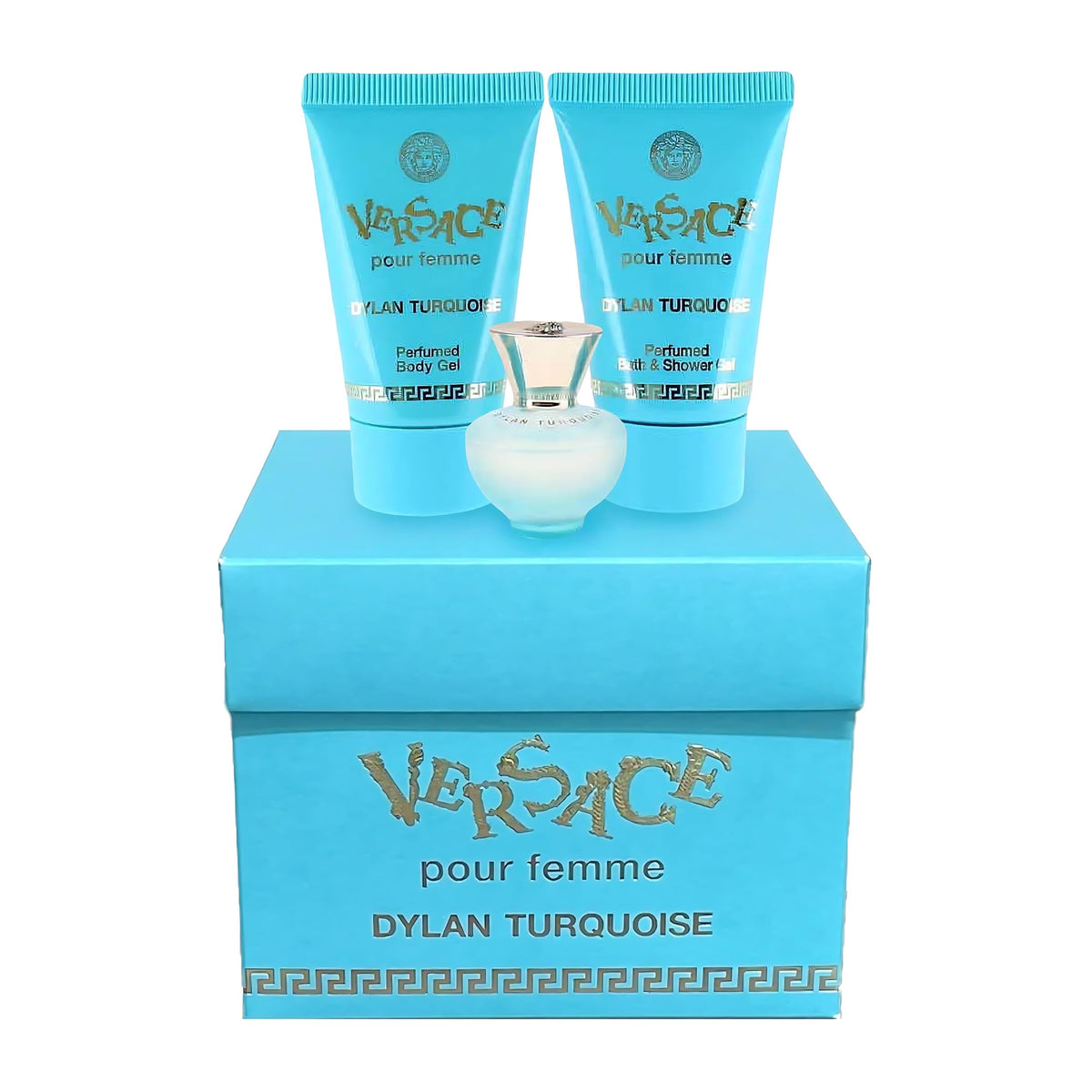 Versace Mini Parfum Trio Dylan Turquoise en situation de voyage