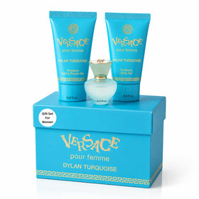 Versace Mini Parfum Trio Dylan Turquoise vue avant avec packaging