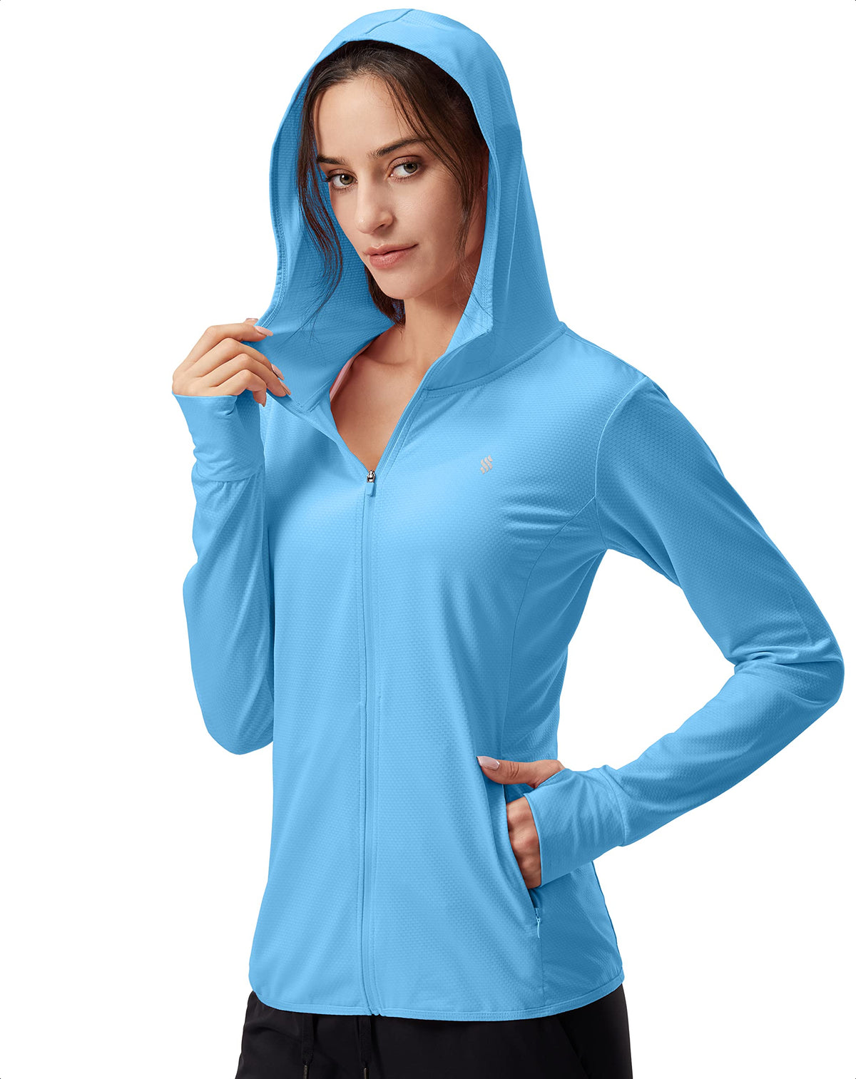 Veste à capuche Soothfeel Femme protection solaire UPF 50+ couleur bleue