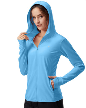 Veste à capuche Soothfeel Femme protection solaire UPF 50+ couleur bleue