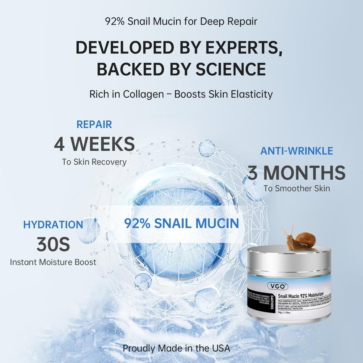 VGO Crème Hydratante 3-en-1 Mucine d'Escargot packaging