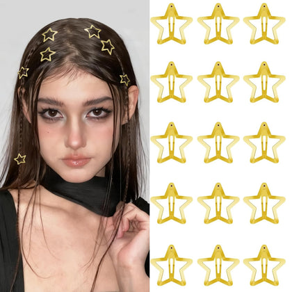 VIBILIA Clips Cheveux Étoile Y2K 15 PCS Or vue de face