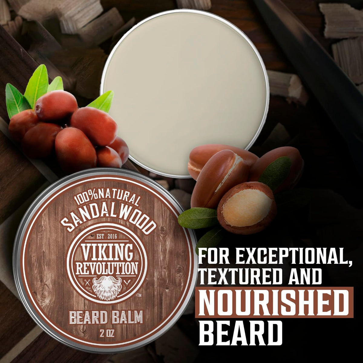 Viking Revolution Baume à Barbe Agrumes et Bois de Santal application sur barbe