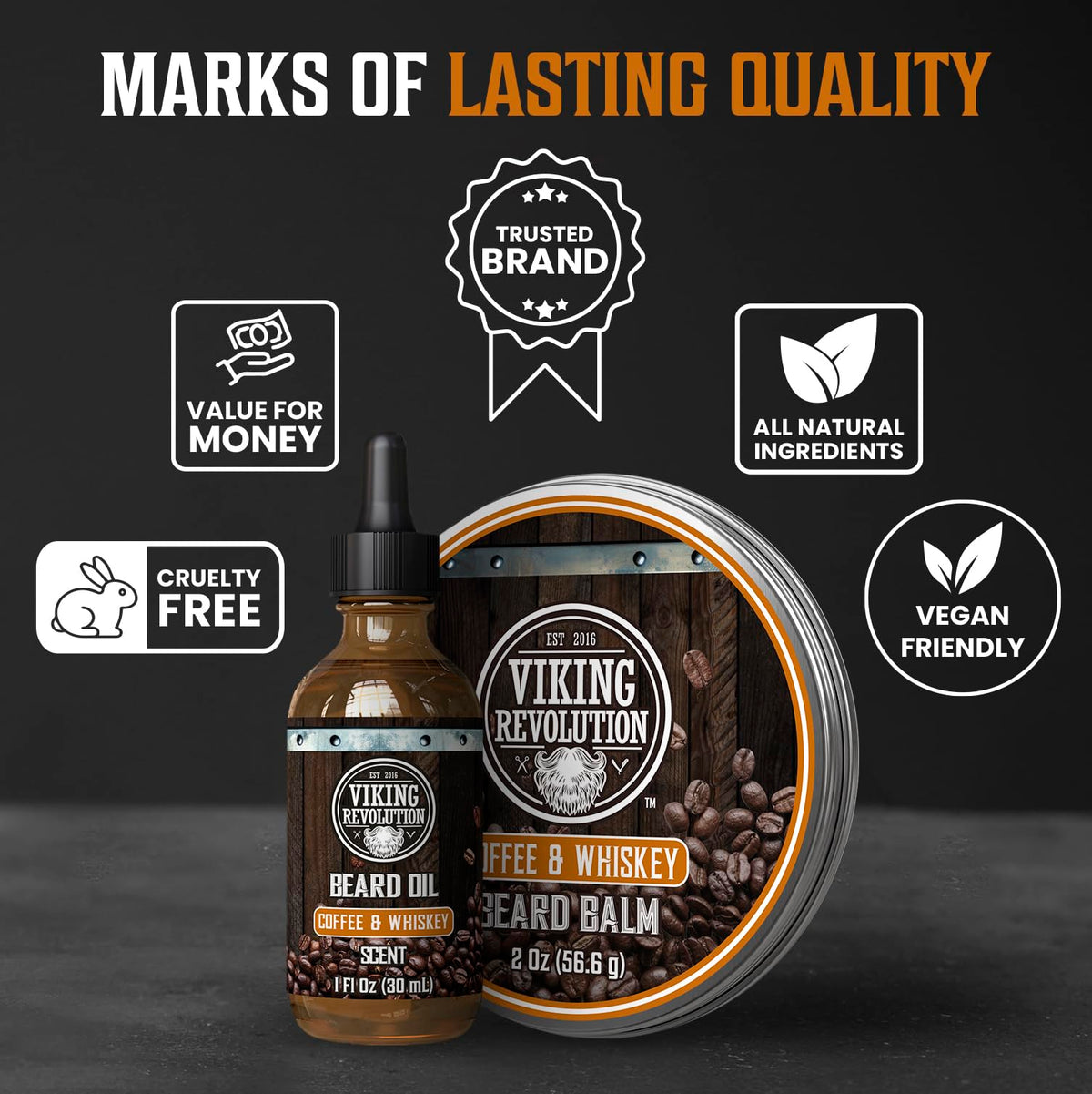 Viking Revolution Baume à Barbe et Huile à Barbe avec accessoires de toilettage