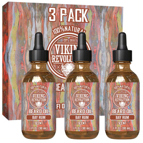 Viking Revolution Huile à Barbe Bay Rum 3 Pack vue de face