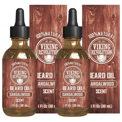 Viking Revolution huile à barbe sandalwood 100% naturelle avant vue