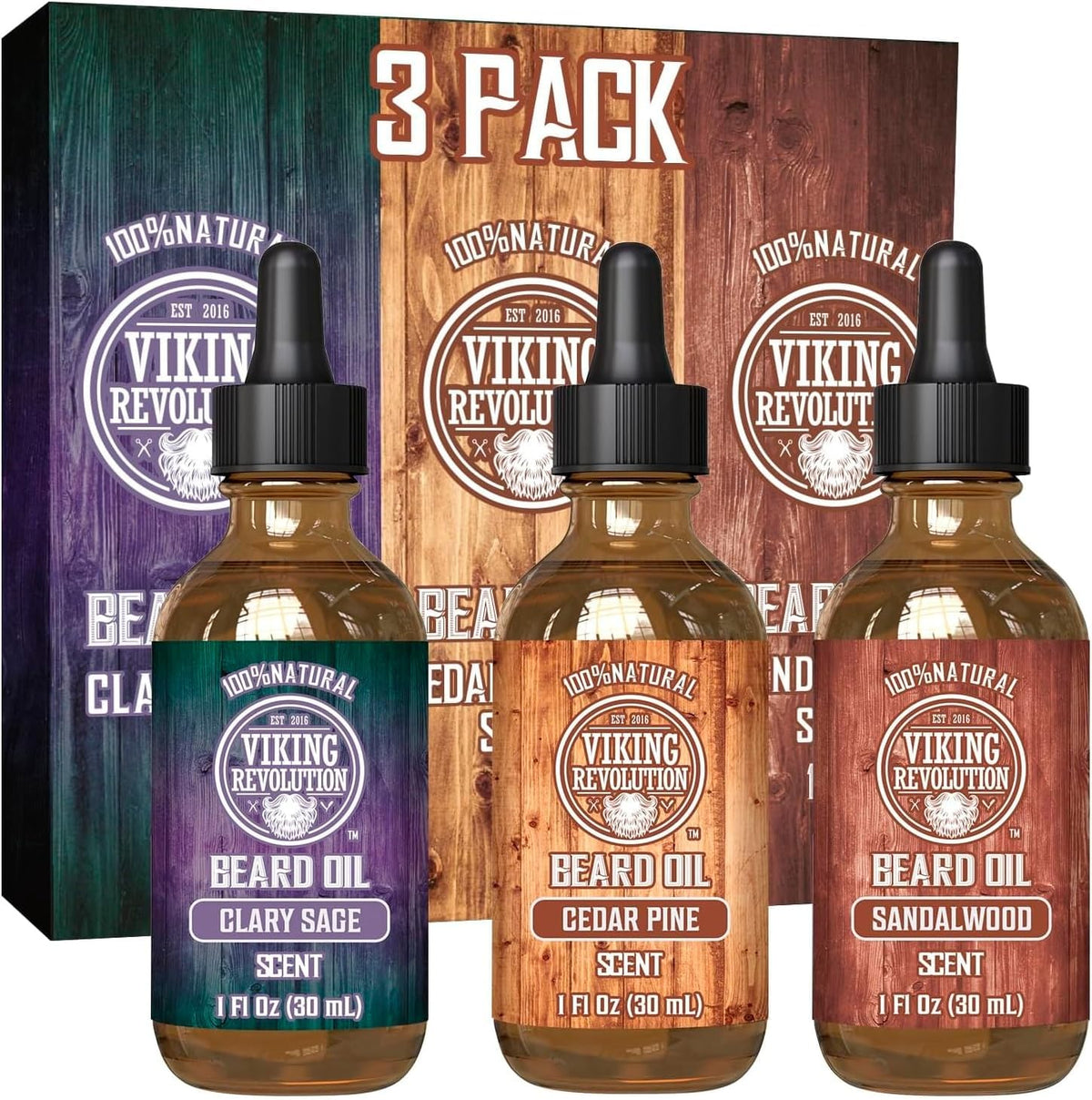 Viking Revolution Huile à Barbe Set Variété 3 flacons de 30ml