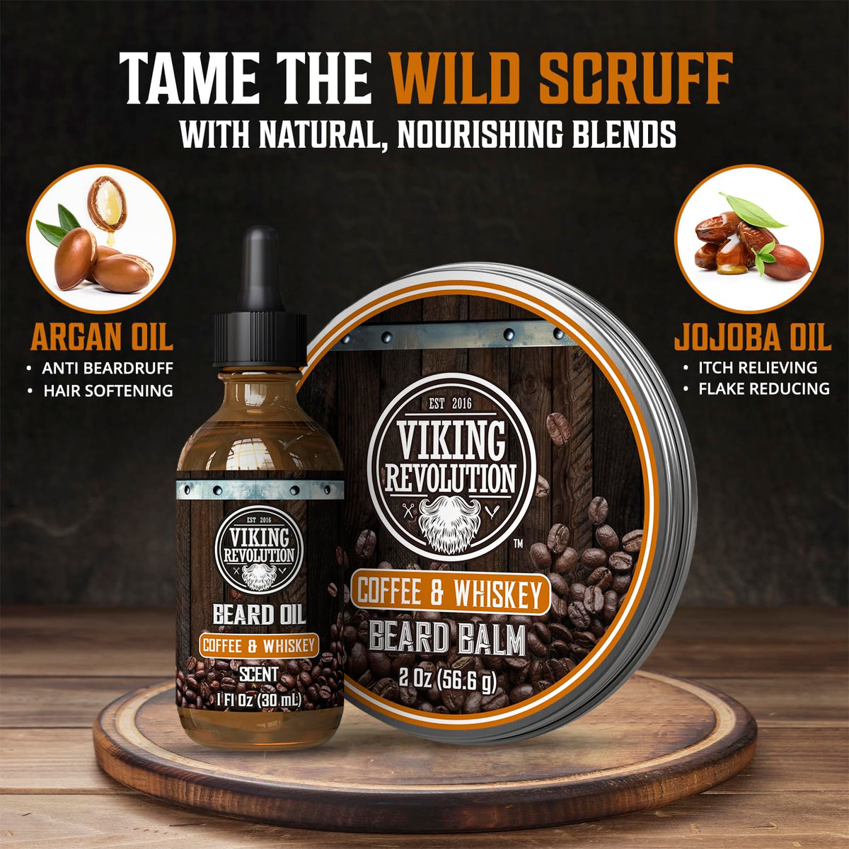 Viking Revolution kit Baume à Barbe et Huile à Barbe sur fond neutre