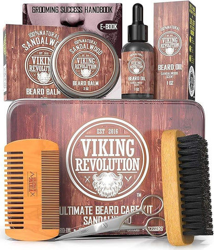 Viking Revolution Kit de Toilettage avec Brosse en Poils de Sanglier